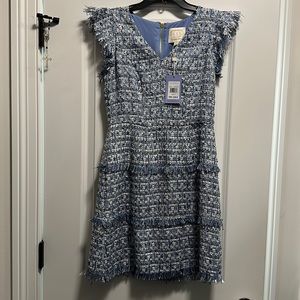Sail to Sable blue multi tweed dress